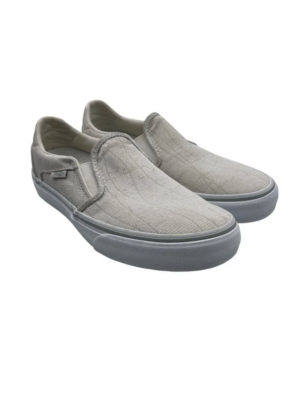 Vans Asher Deluxe Comfort Slip On Sneakers Women's 7.5 Woven Textile Light Gray